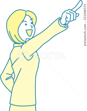 指點_指點_上班族_青黃色_年輕女上班族指右上 指點_指點_上班族_青黃色_年輕女上班族指右上 101096555