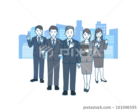 西裝男女商務人士全身插畫 西裝男女商務人士全身插畫 101096595