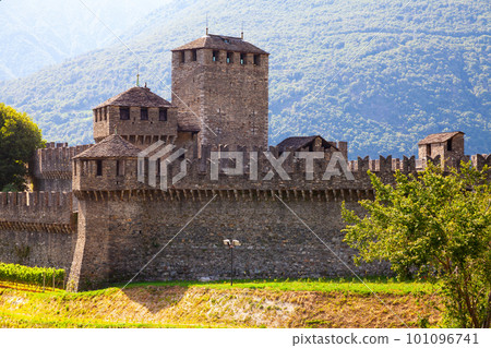 View of antique Castles of Bellinzona, Switzerland View of antique Castles of Bellinzona, Switzerland 101096741
