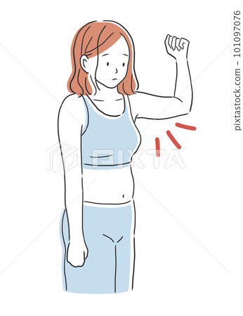 Illustration material of a woman who cares about her upper arm Illustration material of a woman who cares about her upper arm 101097076