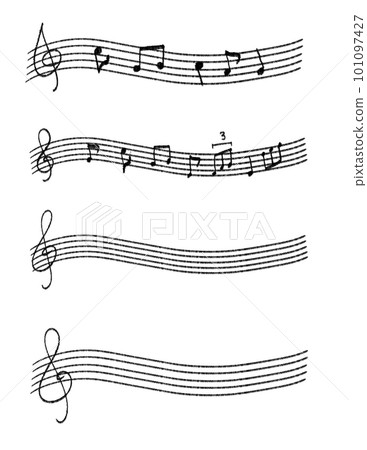Simple line drawing illustration of notes and musical notes Simple line drawing illustration of notes and musical notes 101097427