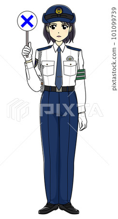 白襯衫交叉吊牌女警官(全身) 白襯衫交叉吊牌女警官(全身) 101099739