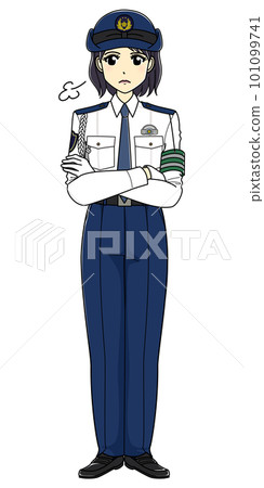 白襯衫女警員雙臂交叉(全身) 白襯衫女警員雙臂交叉(全身) 101099741