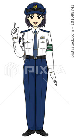 指指點點笑著說話的白襯衫女警官(全身) 指指點點笑著說話的白襯衫女警官(全身) 101099743