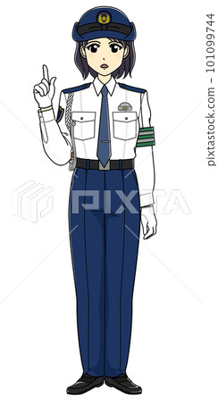 說話表情嚴肅的白襯衫女警官(全身) 說話表情嚴肅的白襯衫女警官(全身) 101099744