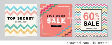 Summer holiday promotion square web banner for social media post design template. sale promotion and discount backgrounds with abstract pattern. 101099952