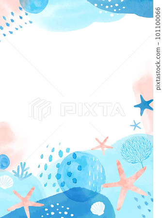 手繪柔和的水彩海洋生物矢量插圖框架背景 手繪柔和的水彩海洋生物矢量插圖框架背景 101100066