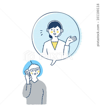 高級女性和接線員女性在電話中交談 高級女性和接線員女性在電話中交談 101100118