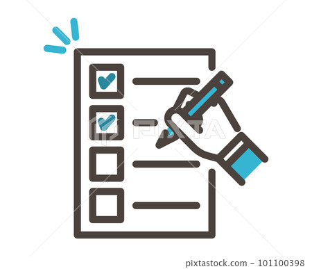 Check with a pen on the questionnaire, checklist, survey form [vector illustration material] 101100398