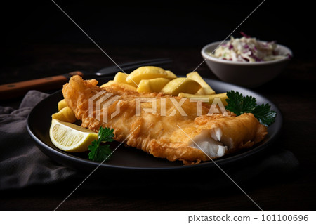 generative AI.. Fish and Chips - A Deliciously Classic British Dish for All to Enjoy. 101100696