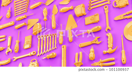 tools set background concept of repair tools warehouse promotion 3d render on violet background tools set background concept of repair tools warehouse promotion 3d render on violet background 101100937
