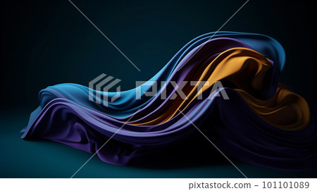 generative AI. Dynamic and colorful fabric blown in the wind, creating a beautiful and flowing artwork in the backdrop generative AI. Dynamic and colorful fabric blown in the wind, creating a beautiful and flowing artwork in the backdrop 101101089