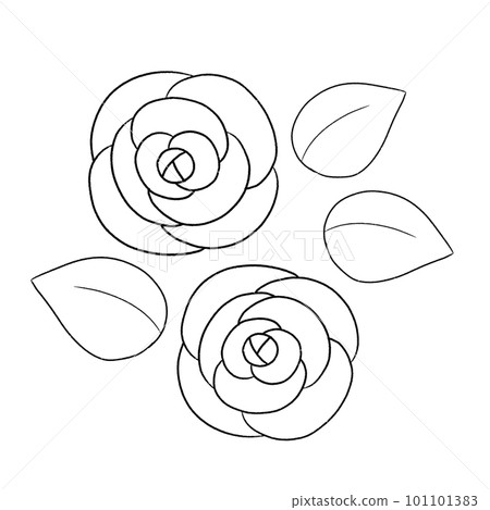 一朵玫瑰的簡單線條畫插圖 101101383