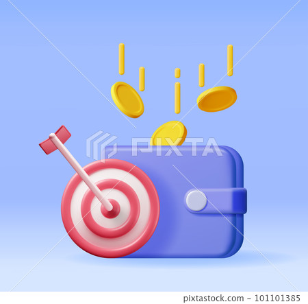 3D Wallet with Coins and Target with Arrow 3D Wallet with Coins and Target with Arrow 101101385