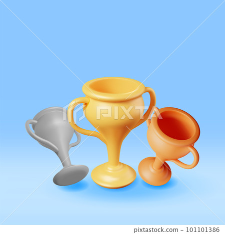 3D Gold, Silver and Bronze Champion Trophy. 3D Gold, Silver and Bronze Champion Trophy. 101101386