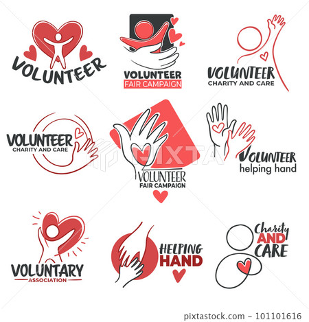 Volunteer signs and volunteering community icons 101101616