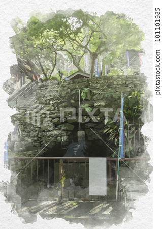 Watercolor style Wakayama Kimiidera Pure water Wakayama city, Wakayama prefecture 101101985