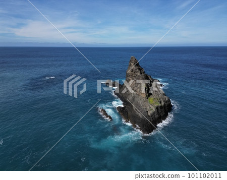 Aerial view at cliffs in ocean on Madeira island, Portugal Aerial view at cliffs in ocean on Madeira island, Portugal 101102011