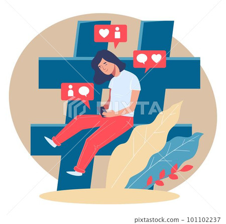 Teenage girl using smartphone to check followers 101102237