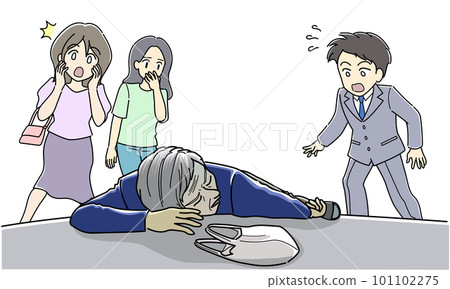 Fallen elderly men and surprised people Fallen elderly men and surprised people 101102275