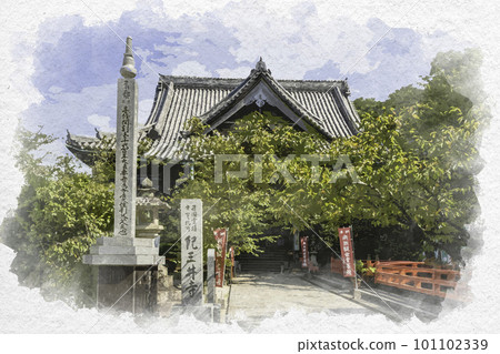 水彩風格 和歌山縣和歌山市 Kimiidera Main Hall 101102339