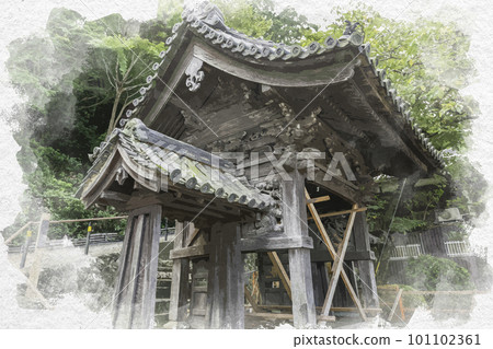 和歌山縣和歌山市和歌山市 Kimiidera 後門水彩風格 101102361