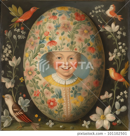 old painting of a decorated easter egg old painting of a decorated easter egg 101102501