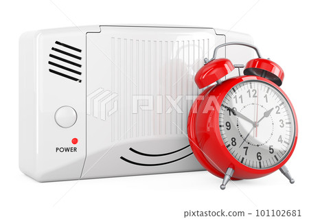 Carbon monoxide detector with alarm clock, 3D rendering 101102681