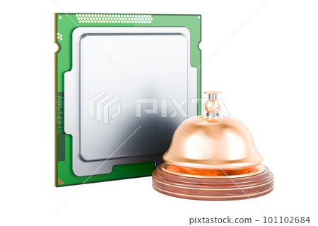 CPU with target with reception bell. 3D rendering CPU with target with reception bell. 3D rendering 101102684