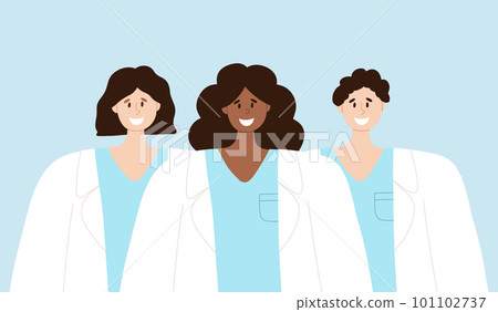Medical worker. World Nurses Day. Vector illustration. Flat style. Banner with doctors, veterinarians, paramedics. Medical worker. World Nurses Day. Vector illustration. Flat style. Banner with doctors, veterinarians, paramedics. 101102737