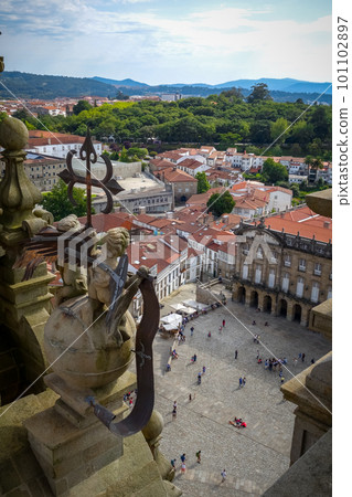 Obradoiro square view from Santiago de Compostela Cathedral, Galicia, Spain Obradoiro square view from Santiago de Compostela Cathedral, Galicia, Spain 101102897