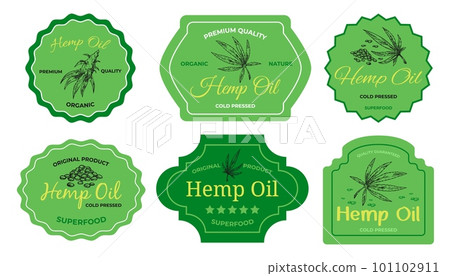 Fashionable sticker with the inscription hemp oil, set 101102911