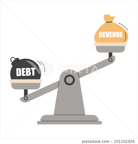 Debt and revenue on scales vector isolated 101102926