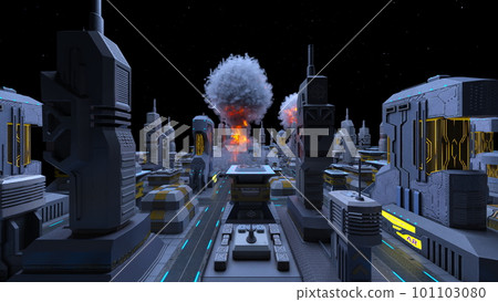 Space city under missile attack 101103080