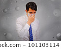 Asian man wear masks to protect PM 2.5 dust and air pollution, air pollution concept, healthcare concept. 101103114