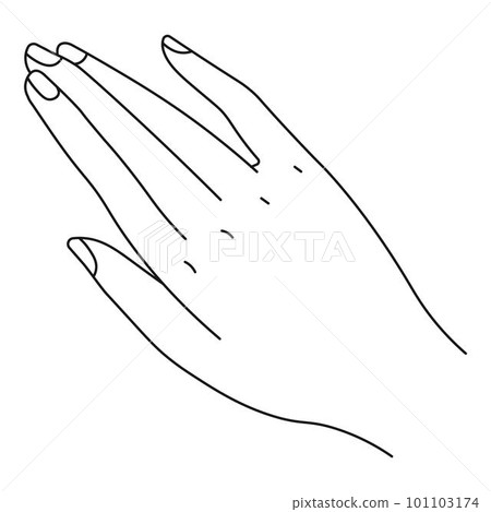 Colorless hand with fingers and nails, line art Colorless hand with fingers and nails, line art 101103174