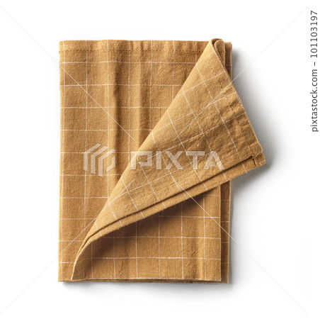 brown folded cotton napkin 101103197