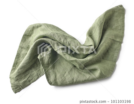 crumpled green cotton napkin 101103198