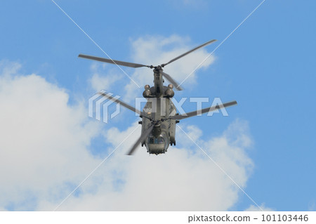 RAF Chinook HC2 helicopter front view RAF Chinook HC2 helicopter front view 101103446