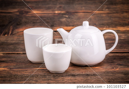 White porcelain tea set White porcelain tea set 101103527
