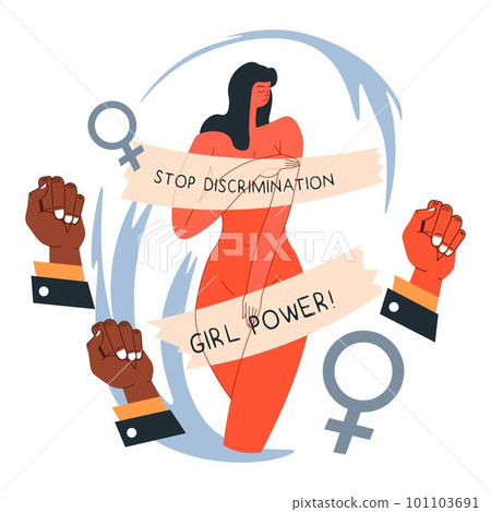 Stop discrimination girl power, feminism movement Stop discrimination girl power, feminism movement 101103691