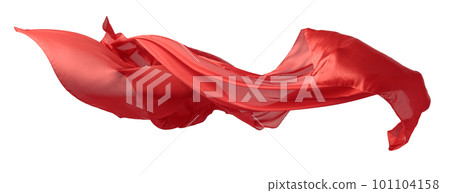 Smooth elegant red transparent cloth on a white background. 101104158