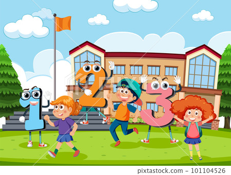 School kids with math theme outdoor background School kids with math theme outdoor background 101104526