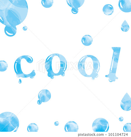 A cool summer square frame of watercolor polka dots and drops and a melting word "cool" 101104724