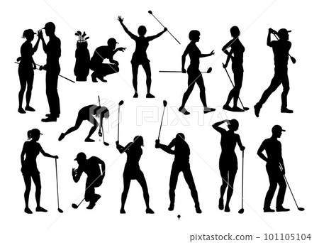 Golfer Golf Sports People Silhouette Set Golfer Golf Sports People Silhouette Set 101105104