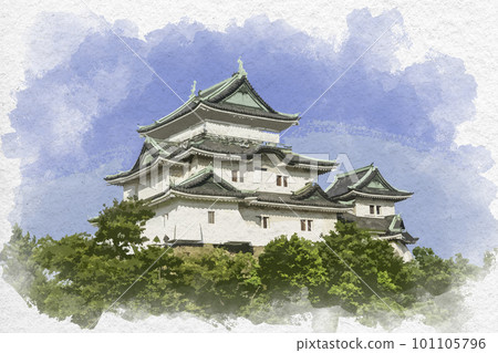 和歌山縣和歌山市和歌山城的水彩風格 和歌山縣和歌山市和歌山城的水彩風格 101105796