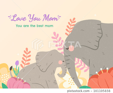 Heartwarming elephant mom and calf 101105838