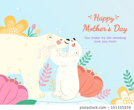 Lovely polar bear mom and cub 101105839