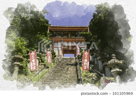 和歌山縣和歌山市水彩風格的和歌山紀州東照宮塔門 和歌山縣和歌山市水彩風格的和歌山紀州東照宮塔門 101105969