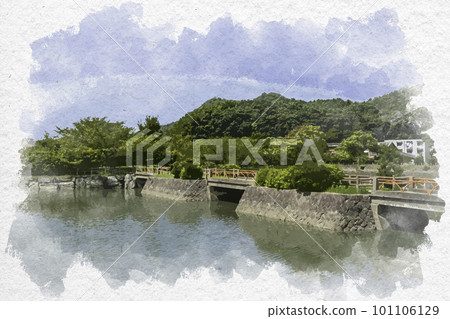 Watercolor style Wakayama Mitarai Pond Park Wakayama City, Wakayama Prefecture Watercolor style Wakayama Mitarai Pond Park Wakayama City, Wakayama Prefecture 101106129